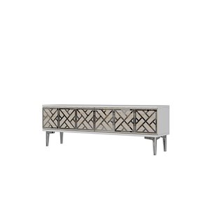 Tsa1238bts - Bi̇ga Tv Stand , Tv Sehpasi 120cm Beyaz-traverten-si̇lver Beyaz-Traverten-Silver