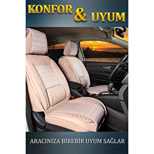 Bmw 3 Serisi 325td Uyumlu Lüx Deri Oto Koltuk Kılıfı Ön Arka Takım Set Safir Serisi Bej Bej