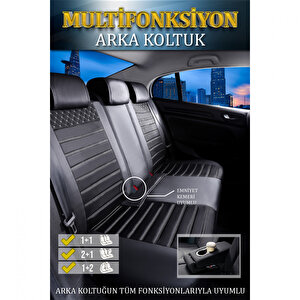 Fiat Punto Evo Uyumlu Lüx Deri Oto Koltuk Kılıfı Ön Arka Takım Set Safir Serisi Si̇yah Beyaz Siyah-Beyaz