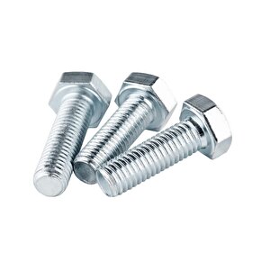 Çelik Cıvata 8x12 Din933 Beyaz 10 Adet 8.8 Altıköşe
