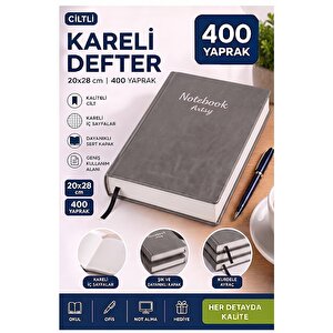 Ciltli Kareli Defter 400 Yaprak 20x28cm 1 Adet Çok Yapraklı Sert Kapaklı Not Hesap Defteri Okul Ofis Büro