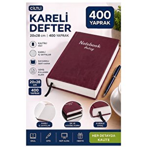Ciltli Kareli Defter 400 Yaprak 20x28cm 1 Adet Çok Yapraklı Sert Kapaklı Not Hesap Defteri Okul Ofis Büro