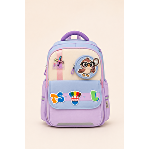 Ccs Kids Kız Çocuk İlkokul Okul Çantası 3'lü Set Beslenme Çantası Kalemlik Ortopedik Çok Gözlü Lila