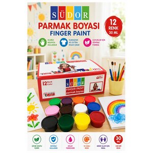 Parmak Boya 12 Renk 1 Adet Südor 25 Ml 12 Li Parmak Boyası Resim Dersi Su Bazlı Resim Okul Öncesi Kreş Anasınıfı