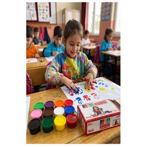 Parmak Boya 12 Renk 1 Adet Südor 25 Ml 12 Li Parmak Boyası Resim Dersi Su Bazlı Resim Okul Öncesi Kreş Anasınıfı