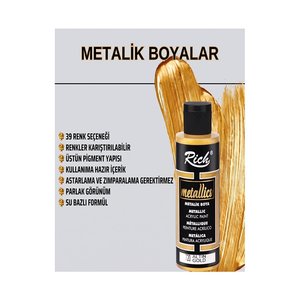 Rich Mastermix Akrilik Boya 6 Renk 60 Ml 1 Paket Metalik Renkler Akrilik Boya 6 Lı Profesyonel Tuval Canvas