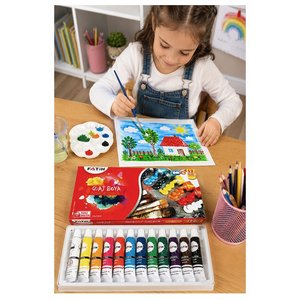 Guaj Boya 12 Renk 12 Ml 1 Paket Fatih Guaj Boya 12 Li Canlı Renkler Ahşap Tuval Taş Ağaç Resim Dersi Okul Öğrenci