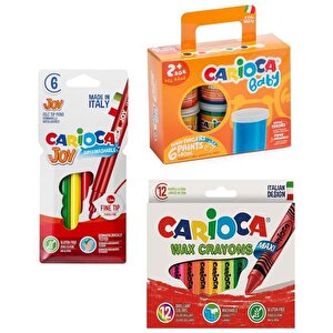 Baby Parmak Boya - Carioca Joy - Carioca Wax Crayons 3 Adet Boyama Seti