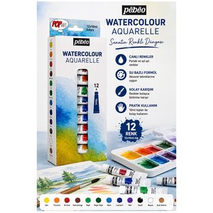 Sulu Boya 12 Renk 12 Ml Tüp 1 Paket Pepeo Suluboya Seti 12 Li Tüpte Canlı Parlak Ve Solmayan Profesyonel
