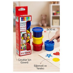 Parmak Boya 3 Renk 1 Adet Südor 25 Ml 3 Lü Parmak Boyası Resim Dersi Su Bazlı Resim Okul Öncesi Kreş Anasınıfı