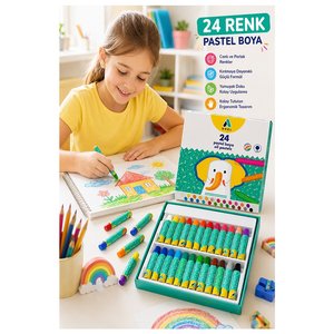 Pastel Boya 24 Renk 1 Paket Adel Pastel Boya 24 Lü Karton Kutulu Parlak Canlı Ve Örtücü Renkler Okul Sınıf Öğrenci