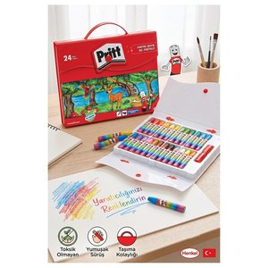 Pastel Boya 24 Renk 1 Paket Pritt Pastel Boya 24 Lü Çantalı Parlak Canlı Ve Örtücü Renkler Resim Okul Sınıf Öğrenci
