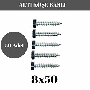 Trifon Vida 8x50 Mm Altı Köşe Anahtar Başlı Vida  50'li Paket
