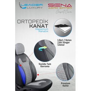 Jaguar X-type Deri Detaylı Oto Koltuk Kılıfı Ön Arka Set Füme Siena Seri Şhn
