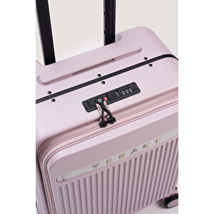 Verage Premium Macbook Uyumlu Laptop Bölmeli Uçak Uyumlu Kabin Boy Valiz Sessiz Teker Tsa Kilit Pembe