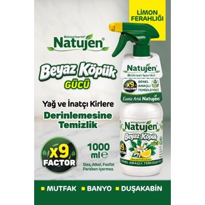 Natujen Genel Amaçlı Temizleyici Beyaz Köpük Gücü Limon Ferahlığı X9 Factor 1000 Ml.