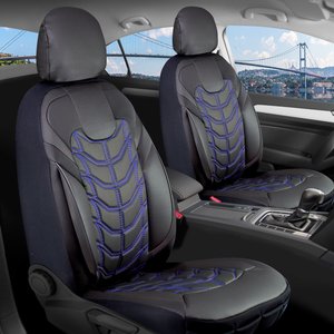 Ford Focus 2 Sedan Full Deri Oto Koltuk Kılıfı Ön Arka Siyah Nakış Mavi Classy Model Şhn