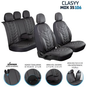 Jaguar Xf Full Deri Oto Koltuk Kılıfı Ön Arka Set Siyah Beyaz Classy Model Şhn