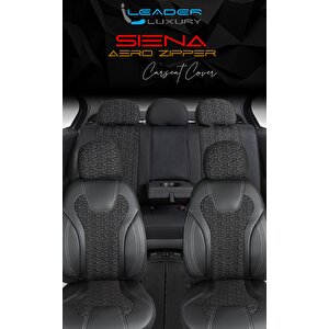Mahindra Goa Deri Detaylı Oto Koltuk Kılıfı Ön Arka Set Siyah Beyaz Siena Seri Şhn