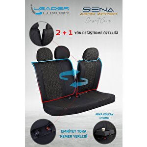 Mahindra Goa Deri Detaylı Oto Koltuk Kılıfı Ön Arka Set Siyah Beyaz Siena Seri Şhn