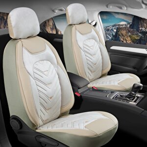 Volvo S80 Deri Kadife Detaylı Oto Koltuk Kılıfı Ön Arka Set Bej Prosev Seri