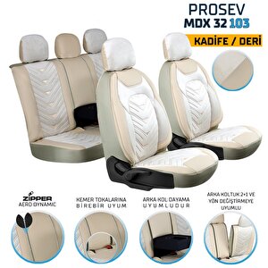Volvo S80 Deri Kadife Detaylı Oto Koltuk Kılıfı Ön Arka Set Bej Prosev Seri