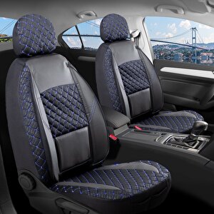 Peugeot 306 Xt Deri Detaylı Oto Koltuk Kılıfı Ön Arka Set Alpine Siyah Mavi Şhn