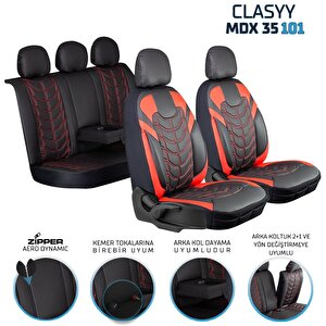Volkswagen Bora Station Wagon Full Deri Oto Koltuk Kılıfı Ön Arka Set Siyah Kırmızı Classy Model Şhn