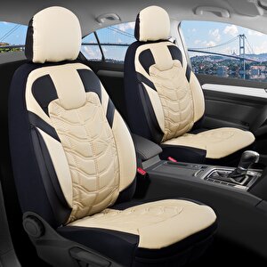 Tofaş Doğan Slx Full Deri Oto Koltuk Kılıfı Ön Arka Set Bej Siyah Classy Model Şhn