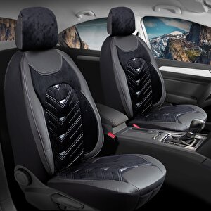 Alfa Romeo 33 Hatchback Deri Kadife Detaylı Oto Koltuk Kılıfı Ön Arka Set Siyah Gri Prosev Seri