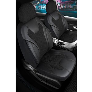 Volkswagen Polo Deri Detaylı Oto Koltuk Kılıfı Ön Arka Set Siyah Siena Seri Şhn
