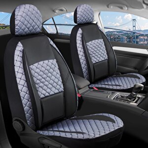 Audi 100 Serisi Deri Detaylı Oto Koltuk Kılıfı Ön Arka Set Alpine Siyah Füme Şhn