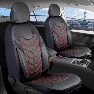 Audi Q4 Full Deri Oto Koltuk Kılıfı Ön Arka Siyah Nakış Kırmızı Classy Model Şhn