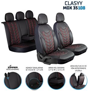 Audi Q4 Full Deri Oto Koltuk Kılıfı Ön Arka Siyah Nakış Kırmızı Classy Model Şhn