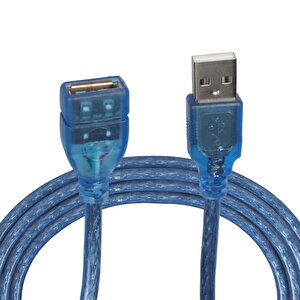 Şeffaf/mavi̇ 5 Metre Usb 2.0 Uzatma Kablosu