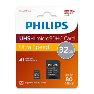 Philips Fm32mp45b/00 32gb Class10 Uhs-i U1 Adaptörlü Micro Sdhc Hafiza Karti