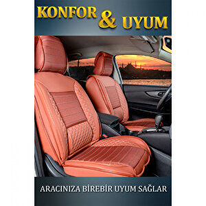 Toyota Yaris 2019-2024 Uyumlu Lüx Deri Oto Koltuk Kılıfı Ön Arka Takım Set Safir Serisi Tarçin Tarçın