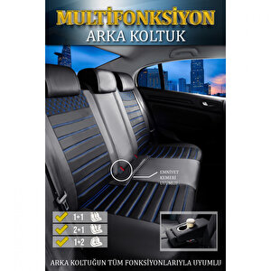 Toyota Camry 2007–2011 Uyumlu Lüx Deri Oto Koltuk Kılıfı Ön Arka Takım Set Safir Serisi Si̇yah Mavi̇ Siyah-Mavi