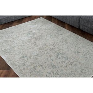 Açik Gri̇ Ve Buz Mavi̇si̇ Eski̇tme Desenli̇ Vi̇ntage Hali, 238x305