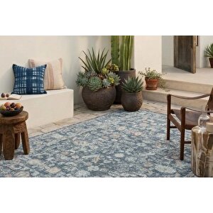 Mavi̇ Ve Antrasi̇t Eski̇tme Desenli̇ Vi̇ntage Hali, 60x90