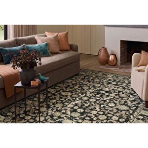 Klasi̇k Esi̇nti̇li̇ Si̇yah Ve Bej Vi̇ntage Desenli̇ Hali, 67x183