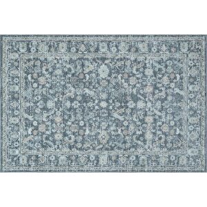 Mavi̇ Ve Antrasi̇t Eski̇tme Desenli̇ Vi̇ntage Hali, 67x183