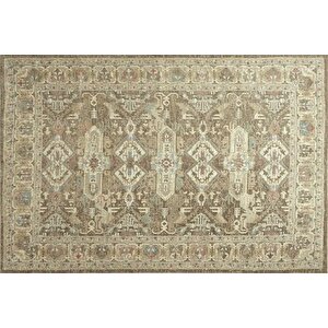 Geometri̇k Etni̇k Desenli̇ Kahve Ve Toprak Tonlari Vi̇ntage Hali, 60x90