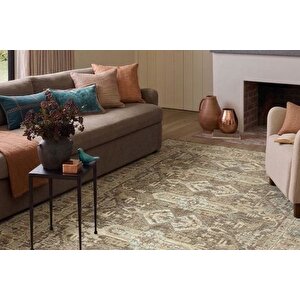 Geometri̇k Etni̇k Desenli̇ Kahve Ve Toprak Tonlari Vi̇ntage Hali, 60x90