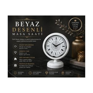 Eli̇sse Mandala Desenli̇ Beyaz Masa Saati̇ 25x20 Cm