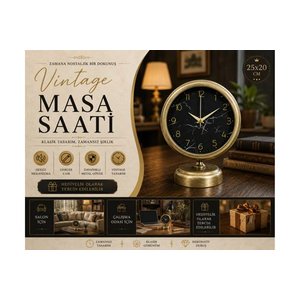Eski̇tme Mermer Desenli̇ Metal Masa Saati̇ 25x20 Cm