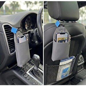Fiat Fiorino Uyumlu Araç İçi Deri Ceplik Telefon Ve Kartlık Pratik Düzenleyici Gri̇ Gri