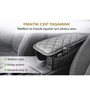 Volvo V60 Kapitoneli Araç Kolçak Kol Dayama Minderi Siyah Şhn