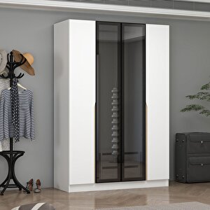Ali̇n 210cm 4 Kapakli İç 2 Çekmeceli̇ Reflect Cam Kapakli Beyaz Kapak Dolap Beyaz