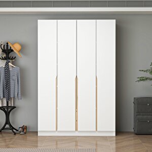 Ali̇n 210cm 4 Kapakli İç 2 Çekmeceli̇ J Soft Kulp Dolap Beyaz
